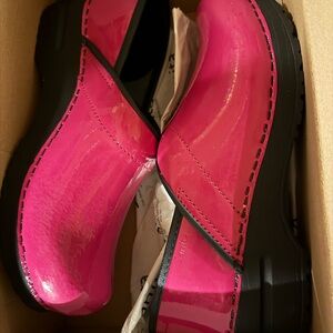 Sanita Hot Pink and Black Women's Mules